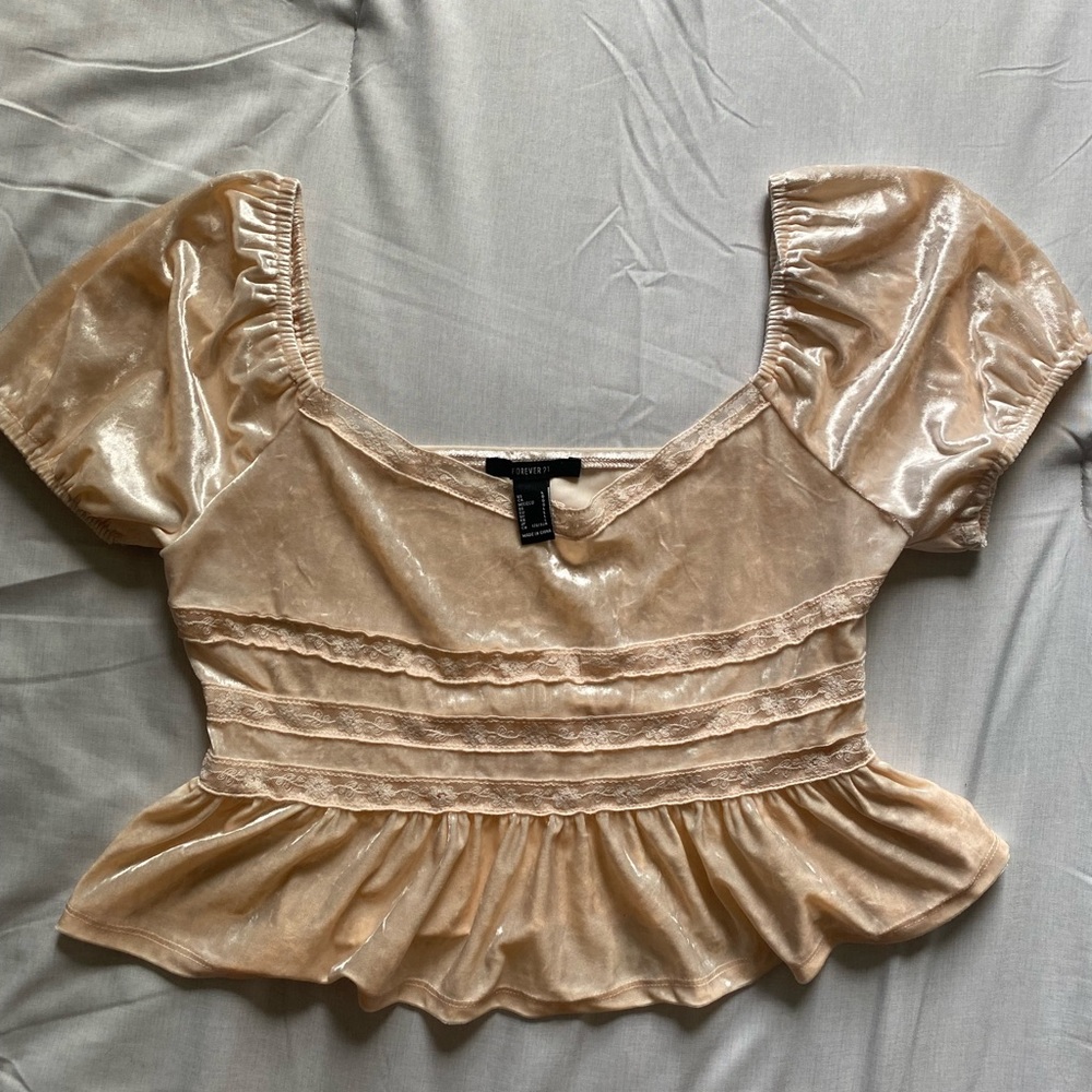 Forever 21 Creme Colored Velvet Top